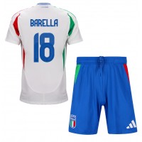 Italien Nicolo Barella #18 Fußballbekleidung Auswärtstrikot Kinder EM 2024 Kurzarm (+ kurze hosen)